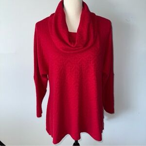 AGB women’s Scarlet Red Cowl Neck Sweater Flowy SOFT small Petite‎ NWT